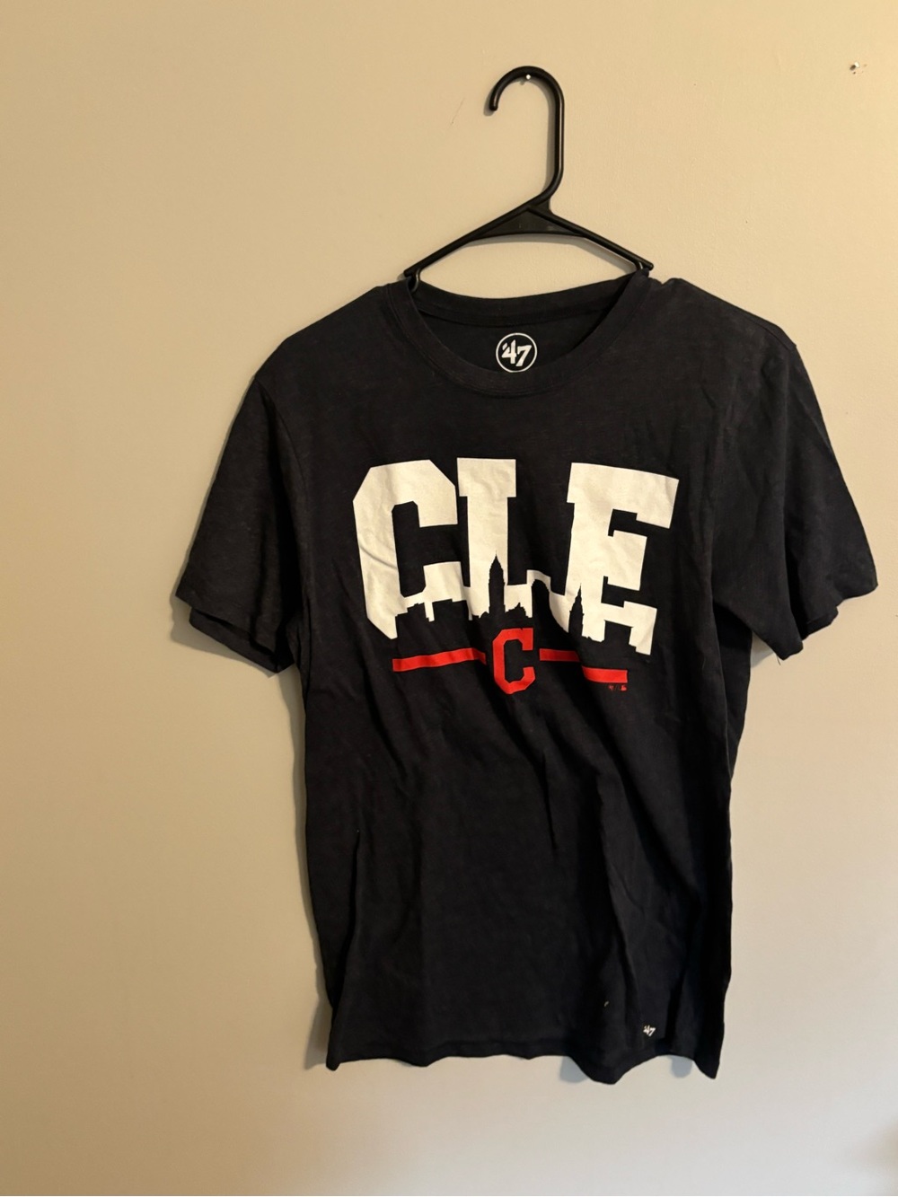 47 Cleveland CLEV Skyline Tee - Black with White and Red Print